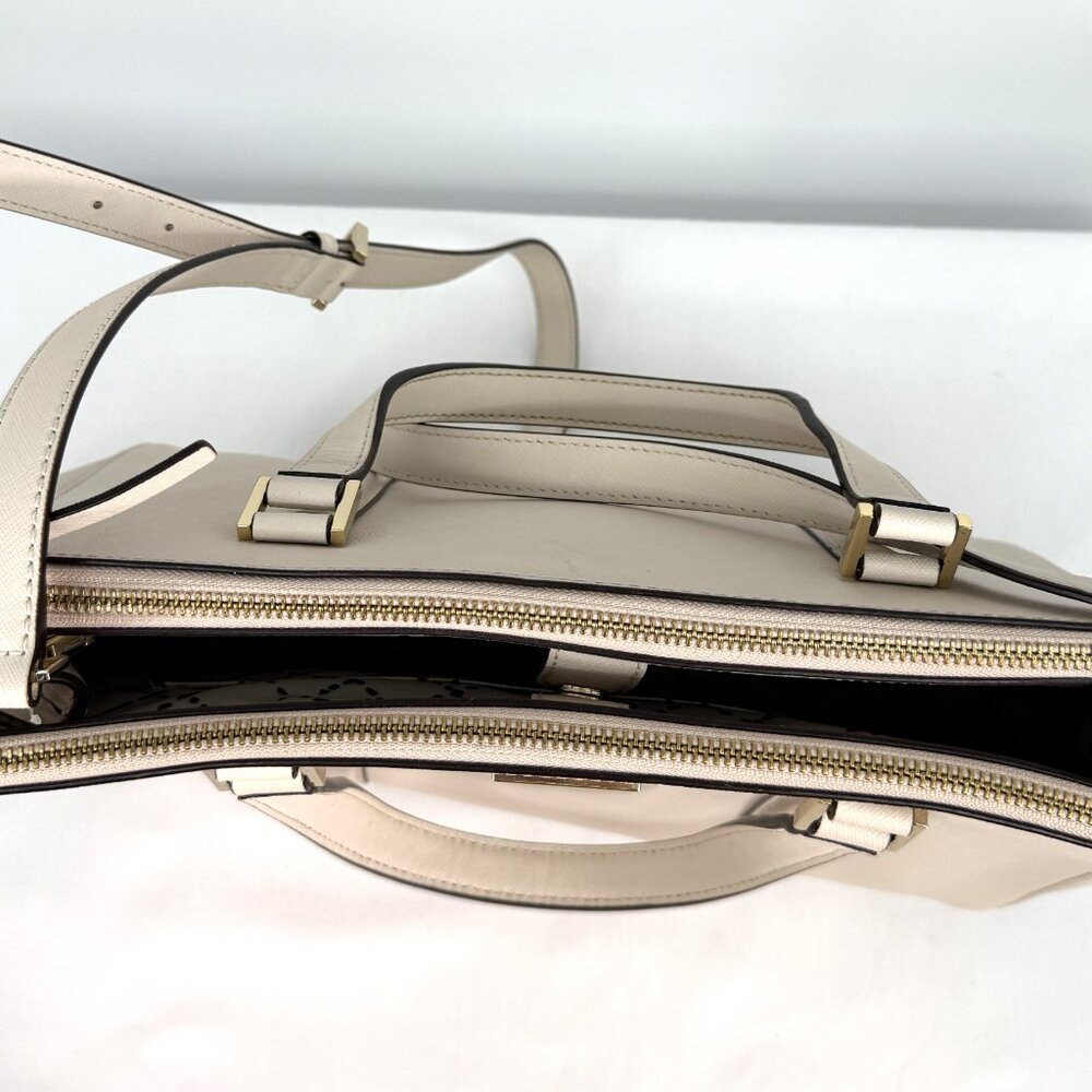 Kate Spade Newbury Lane Medium Satchel Saffiano Leather Cream - Picture 11 of 16